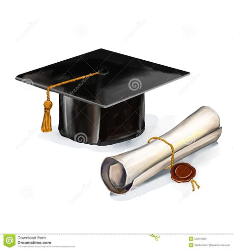 Graduation Cap And Diploma Vector Illustration Stock Vector