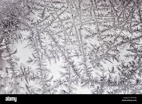 Frozen Ice Crystals On A Window Stock Photo Alamy