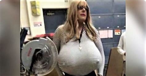 Trans Teacher With Massive Prosthetic Breasts Dresses As A Man Outside