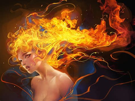 Women Fire Slayer Fantasy Art Artwork Sakimichan Lina 1920x1440