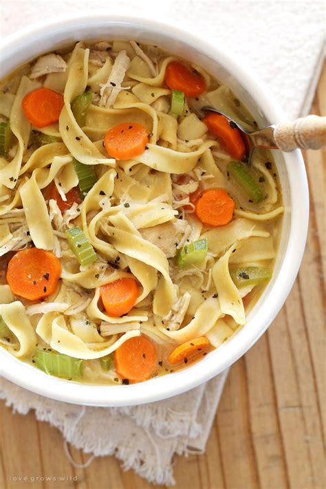 Place the lid on and cook for 30 minutes, or until the chicken is cooked enough to shred. Quick and Easy Chicken Noodle Soup - Love Grows Wild