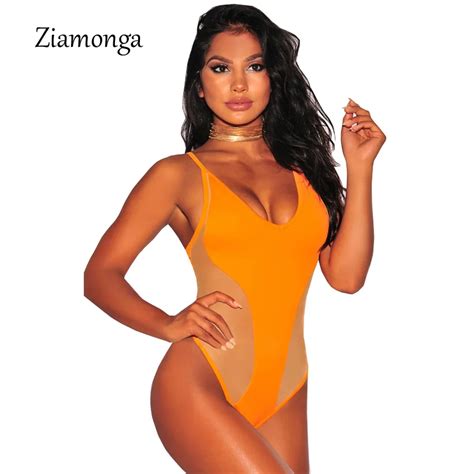 Ziamonga Deep V Neck Sexy Bodysuit Women Backless Bodycon Rompers Black White Strap Bodysuits