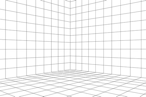 Grid Room In Perspective Vector Illustration In 3d Style Indoor