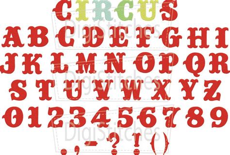 Circus Embroidery Font Embroidery Fonts Lettering Alphabet Fonts