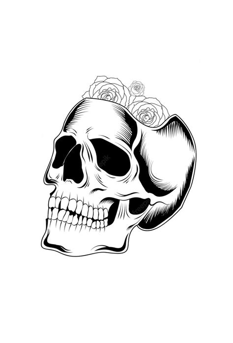 Premium Vector Skull Head Flower Vector Illustration