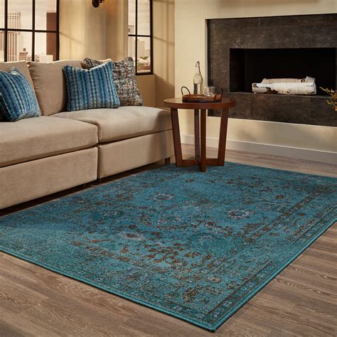 Shop Distressed Traditional Teal Grey Area Rug 67 X 96 Free