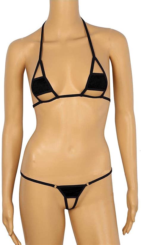IEFiEL Women Sexy Halter Neck Swimsuit Hollow Micro G String Bikini