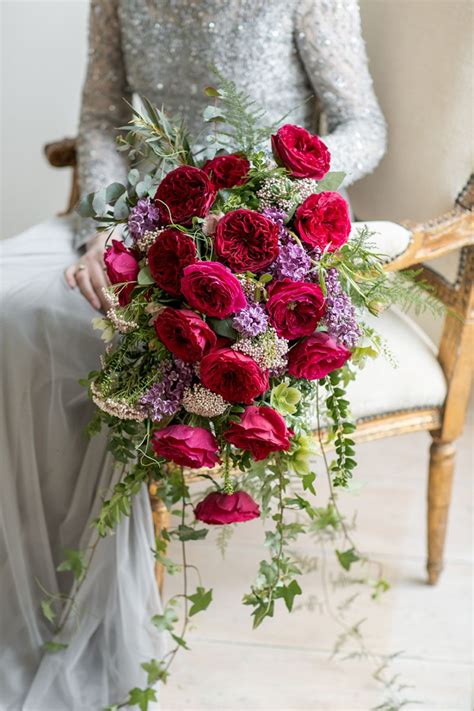 Tessrose Red Rose Bouquet Wedding Ivory Rose Bouquet Diy Wedding