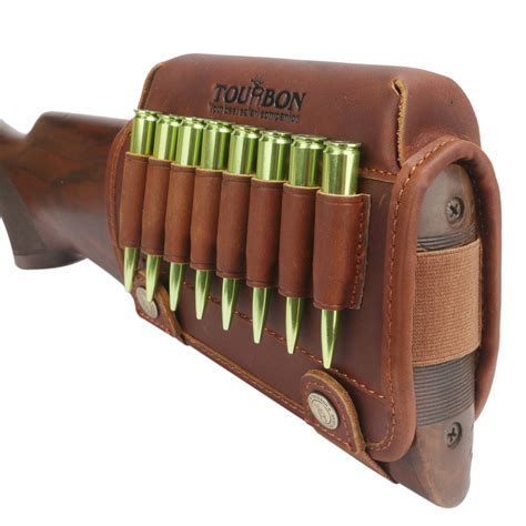 Tourbon Real Leather Buttstock Cheek Riser Rest Pad Rifle Cartridges