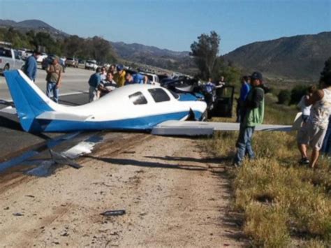 Small Plane Crashes Into Car On California Freeway Abc News