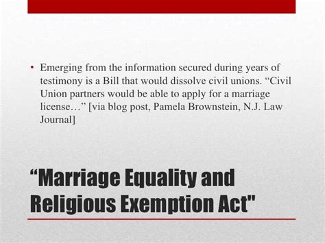 Marriage Equality And Religious Exemption Act [same Sex Marriage Ac