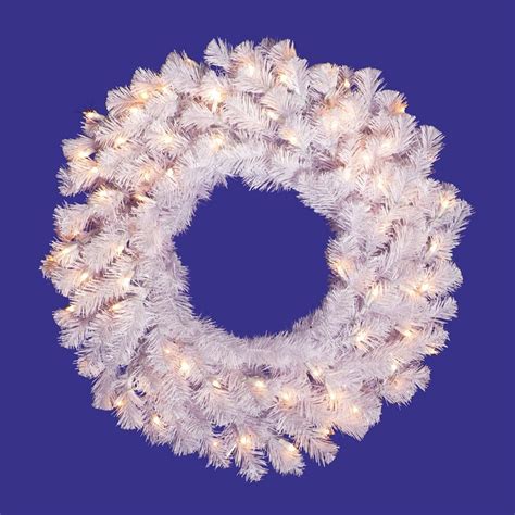 Vickerman 24 In Pre Lit White Spruce Artificial Christmas Wreath With