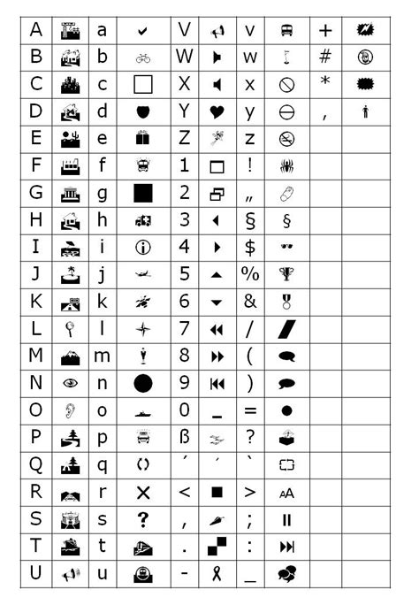 Webdings Symbols Chart We Are Connected