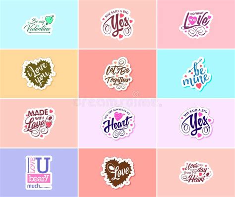 Saying I Love You With Valentine S Day Typography Stickers Stock Vector
