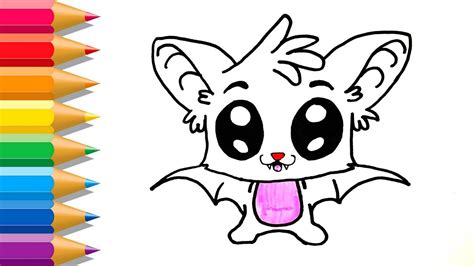 How To Draw A Cute Bat Easy Bat Coloring Page For Kids Learn