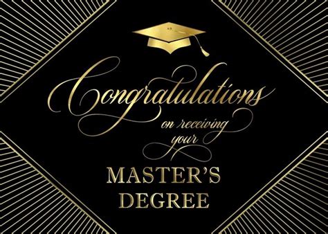Masters Degree Graduation Congratulations Elegant Art Deco Black Card