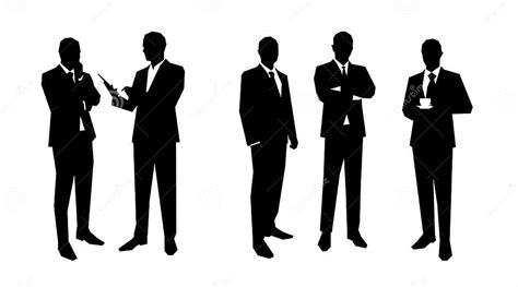 Business Men Silhouettes Set In Various Poses Stock Vector