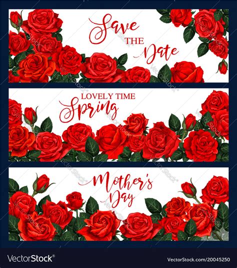 Banners With Red Roses Royalty Free Vector Image