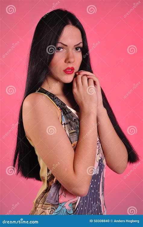 Young Woman With Long Black Hair Stock Photo Image Of Beutiful Model