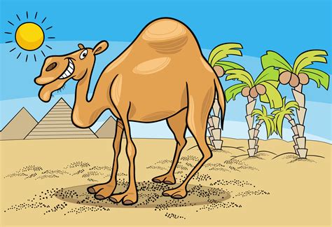 Funny Cartoon Dromedary Camel In The Desert 7817455 Vector Art At Vecteezy
