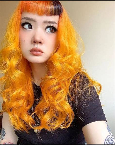 Yellow Orange And Black Hair In 2023 Orange Hair Tone Orange Hair