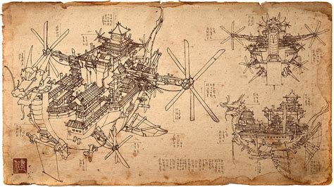 Steampunk Airship Blueprints