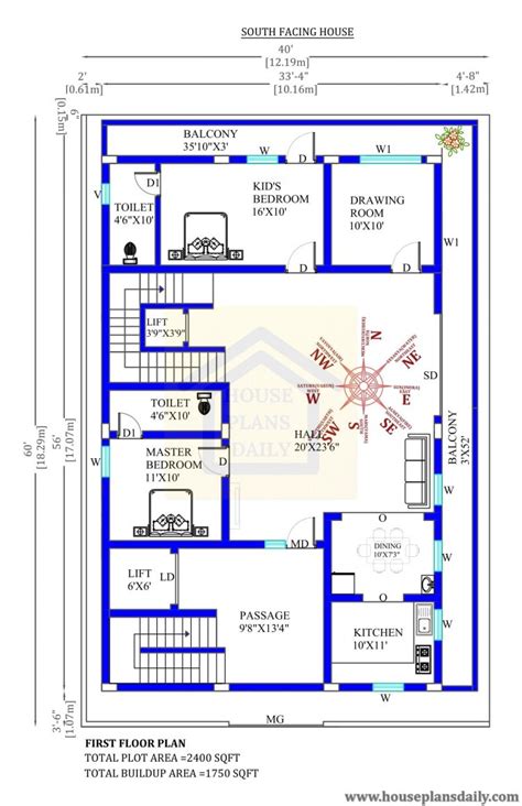 40x60 South Facing Home Plan Design As Per Vastu Shastra House Plan