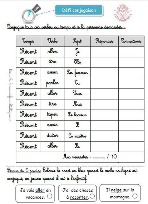Fascicule très complet de 43 pages d'exercices variés et nombreux : Défis conjugaison par La classe de Define - jenseigne.fr