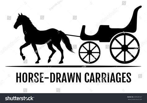 Horse Drawn Carriage Black Silhouettes Of Horse Royalty Free Stock