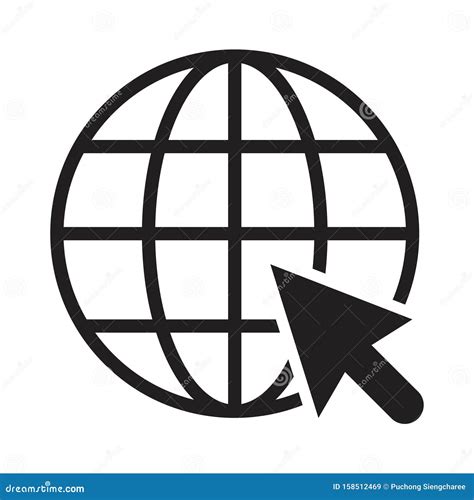 Internet Globe Icon With Arrow Cursor World Wide Web Symbol Black