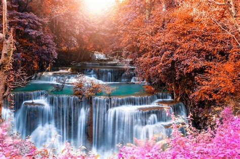 Premium Photo Beautiful Waterfall Nature Scenery Of Colorful Deep