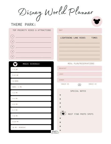 7 Day Disney World Itinerary With Free Disney Planning Printables