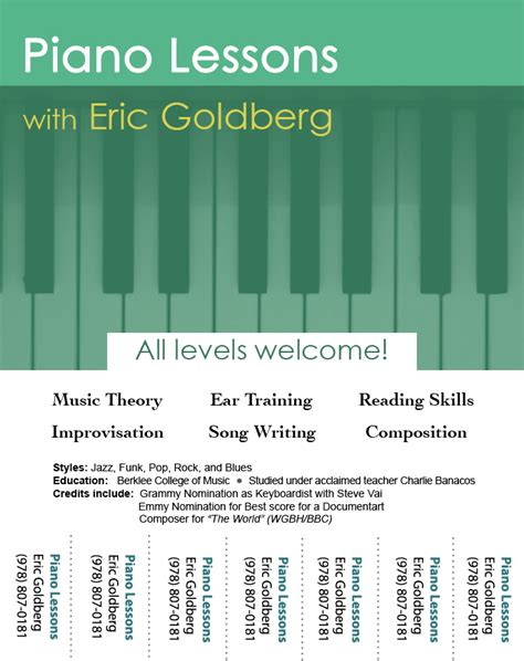 Here are collected some samples to choose from. Too Many Designs: Green Piano Lesson Flyers