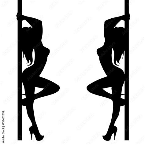 Pole Girl Illustration Dancer Strip Vector Stripper Silhouette Sexy Club Stock Vector Adobe Stock