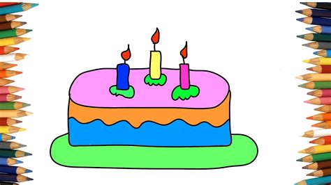 Illustration in a simple flat style. How to Draw Cake Simple - Videos Coloring Book with ...