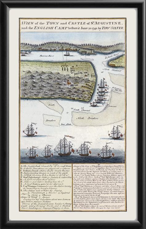 St Augustine Fl 1740 Vintage City Maps