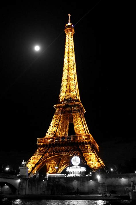 Gambar Cahaya Malam Menara Eiffel Paris Perancis Tengara Eiffel