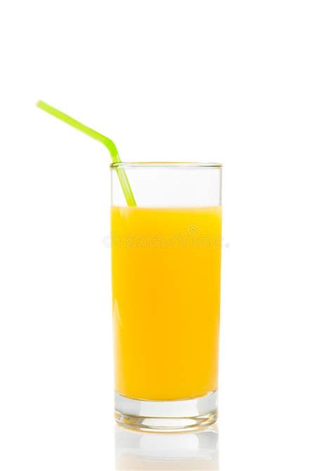 Full Glass Of Orange Juice With Straw Stock Photo Image Of Care Full