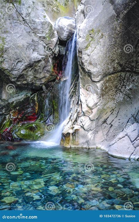 Waterfall Mountain Landscape On Sunny Day Stock Photo Image Of Clean