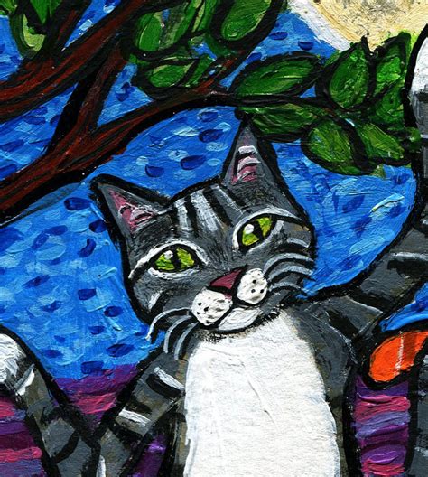 Whimsical Folk Art Style Two Striped Tabby Cats Acrylic Etsy