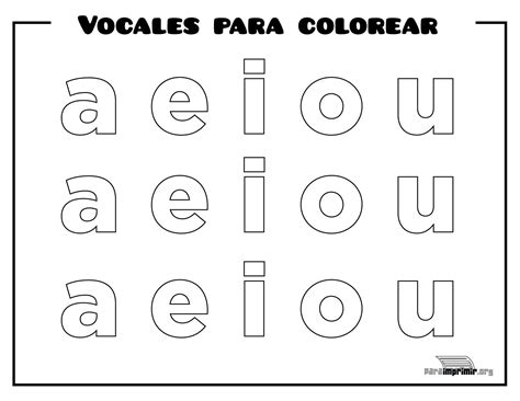 Vocales Para Colorear Y Para Imprimir Vocales Para Colorear