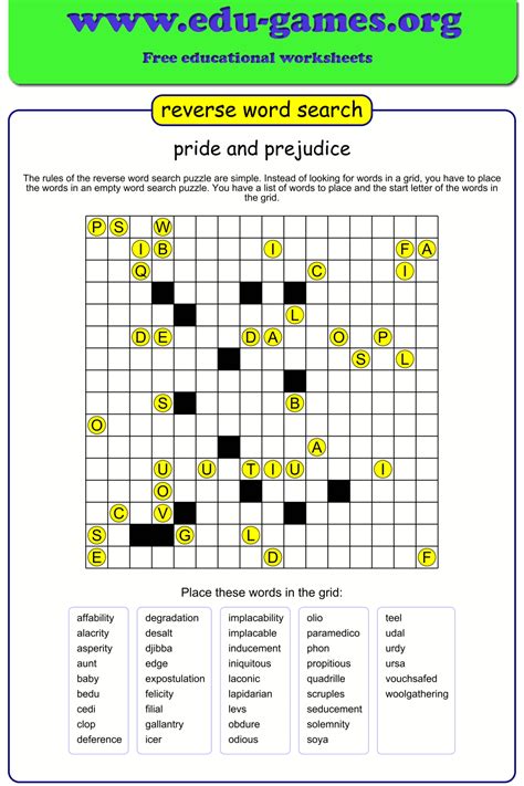 Reverse Word Search Puzzles Printable