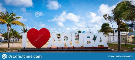 Oranjestad Aruba March 31 2022 I Love Aruba Sign At The Cruise