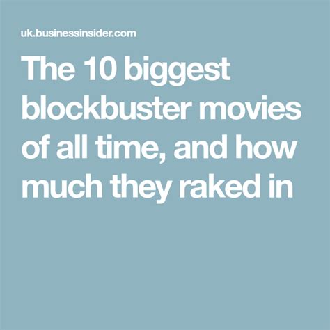 The 10 Biggest Blockbuster Movies Of All Time And How Much They Raked