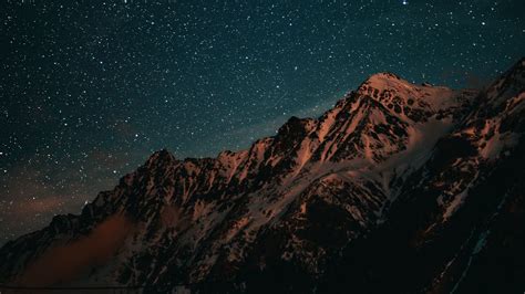 Download Wallpaper 2560x1440 Mountains Starry Sky Night