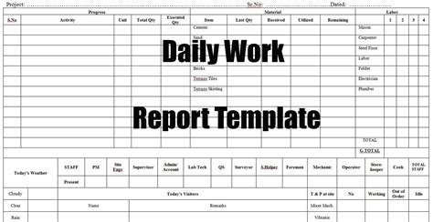 Daily Work Report Template Engineering Discoveries