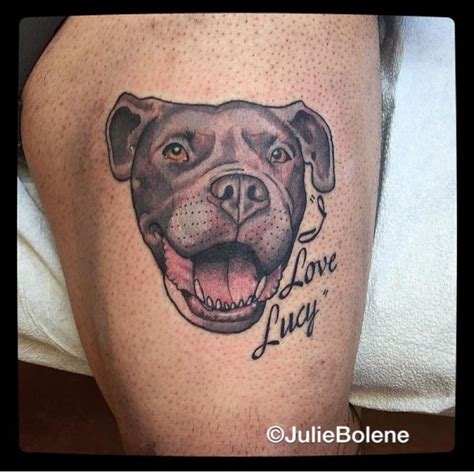 Pitbull Tattoo By Julie Bolene Bull Tattoos Pitbull Tattoo Dog Paw