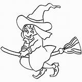 Witch Coloring Pages Cartoon Halloween Getcolorings Color sketch template