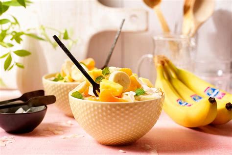 Mac and cheese was always a request, and so was five cup fruit salad, otherwise known as ambrosia salad. Healthy light Chiquita banana ambrosia salad | Chiquita ...