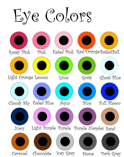 Range Of Emotions Chart List Eye Color Chart By Altered Worlds On